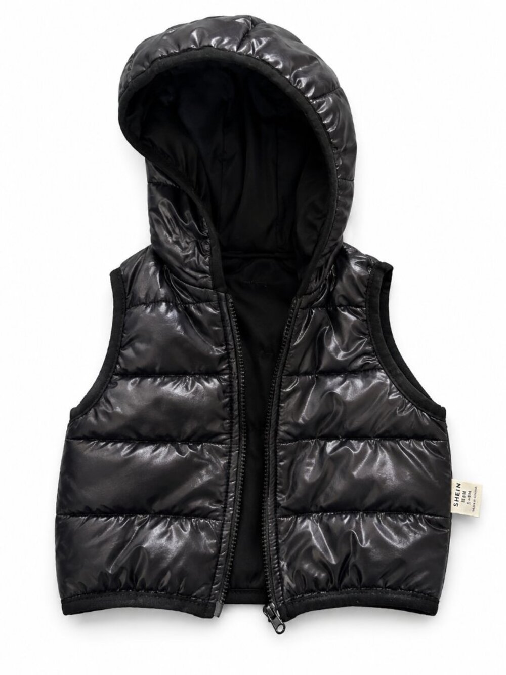 Baby Puffer Vest with Hood | Black | 1-3 Months